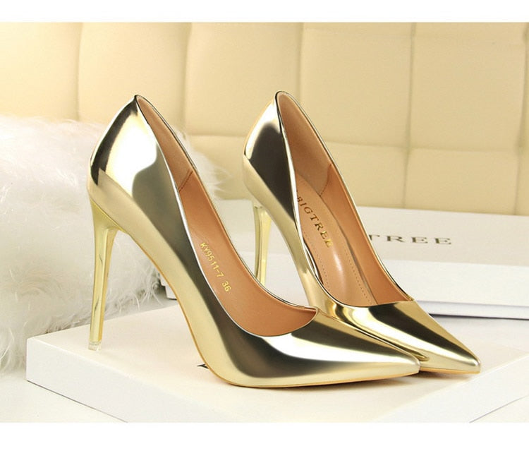 Goldy Locks Patent Leather High Heels Shoes