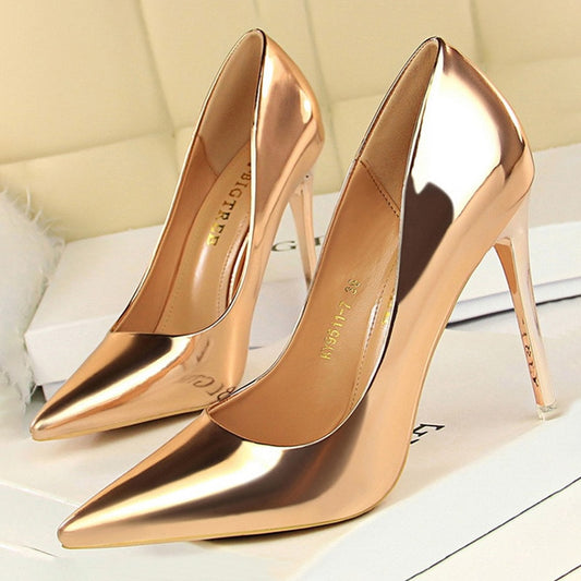 Champagne Dreams Patent Leather High Heels Shoes