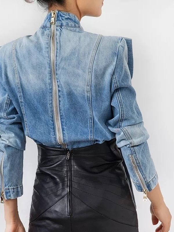 Denim Shirt with Large Bow