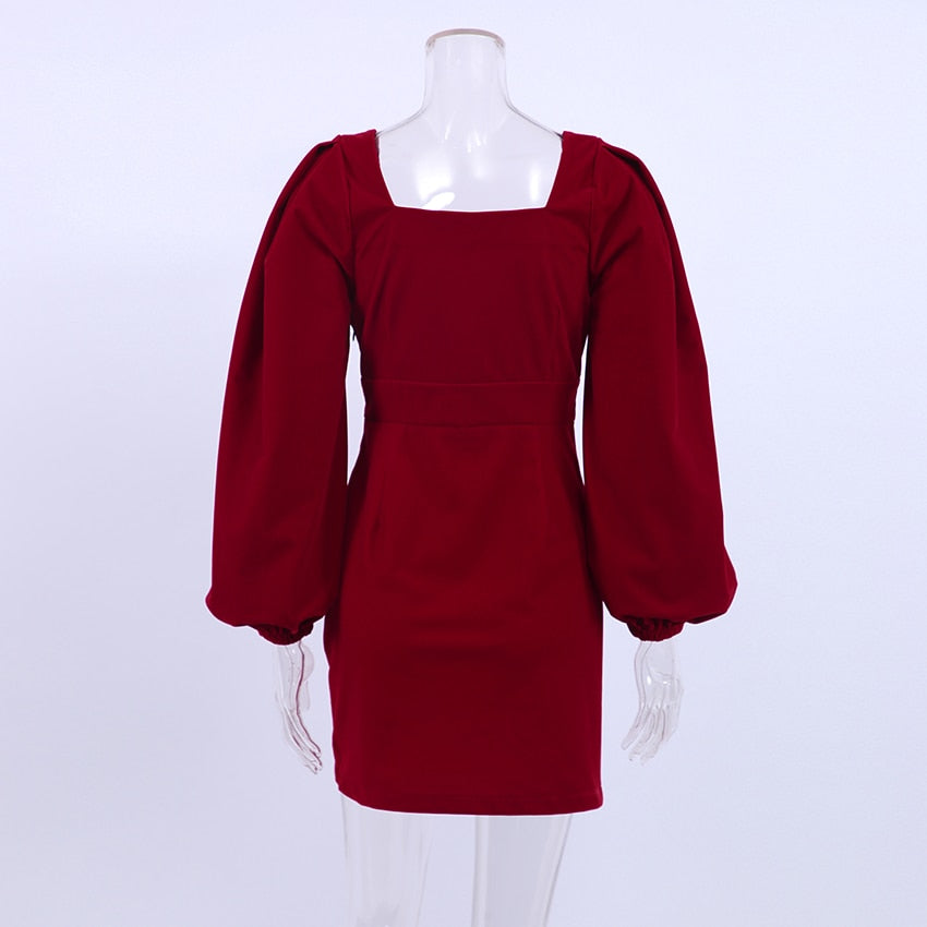 Velvet Cocktail Dress with Puff Sleeves