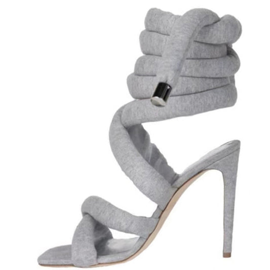 Grey Oversized Shoelace Sandals