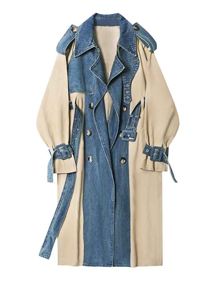 Denim Double Breasted Trench Coat