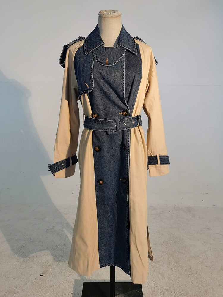 Denim Double Breasted Trench Coat