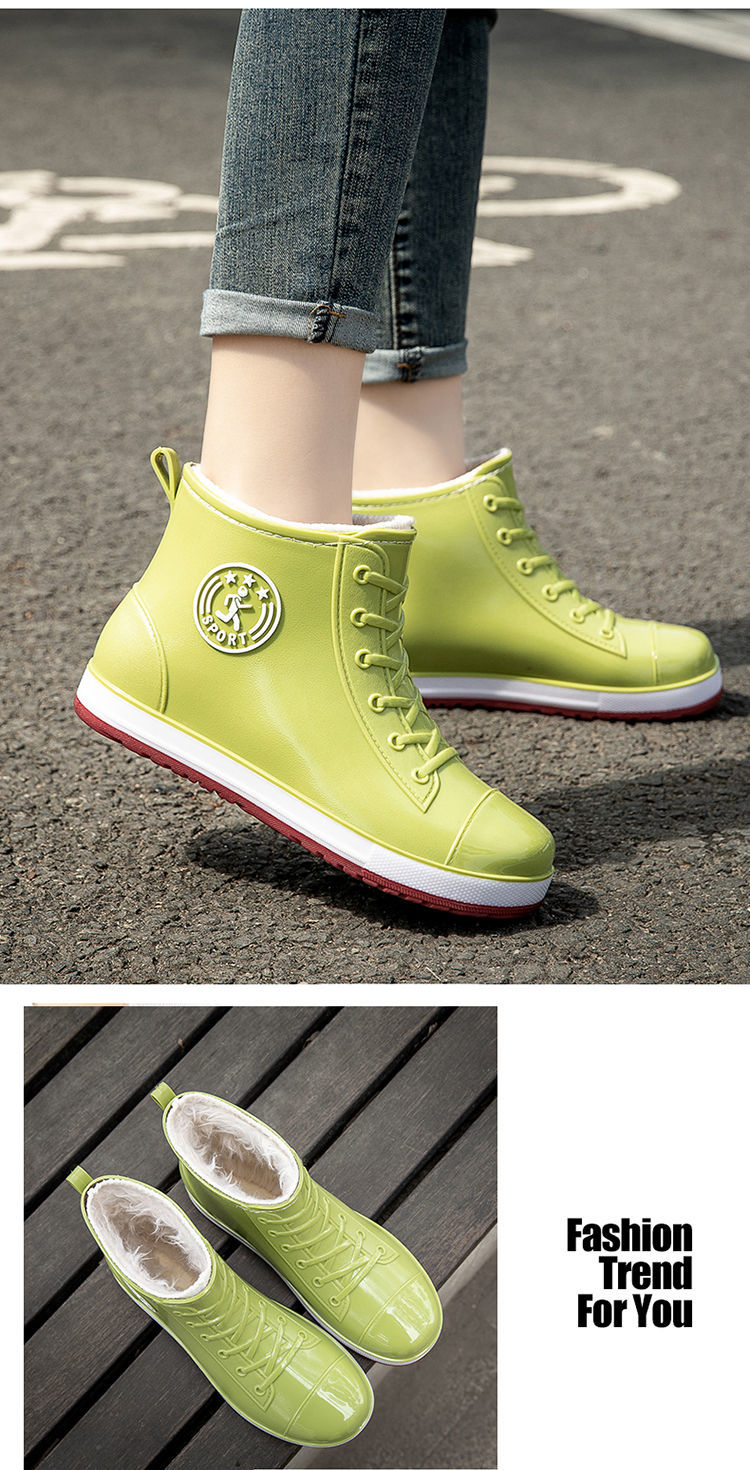 High Top Rubber Rain Boots with Insole