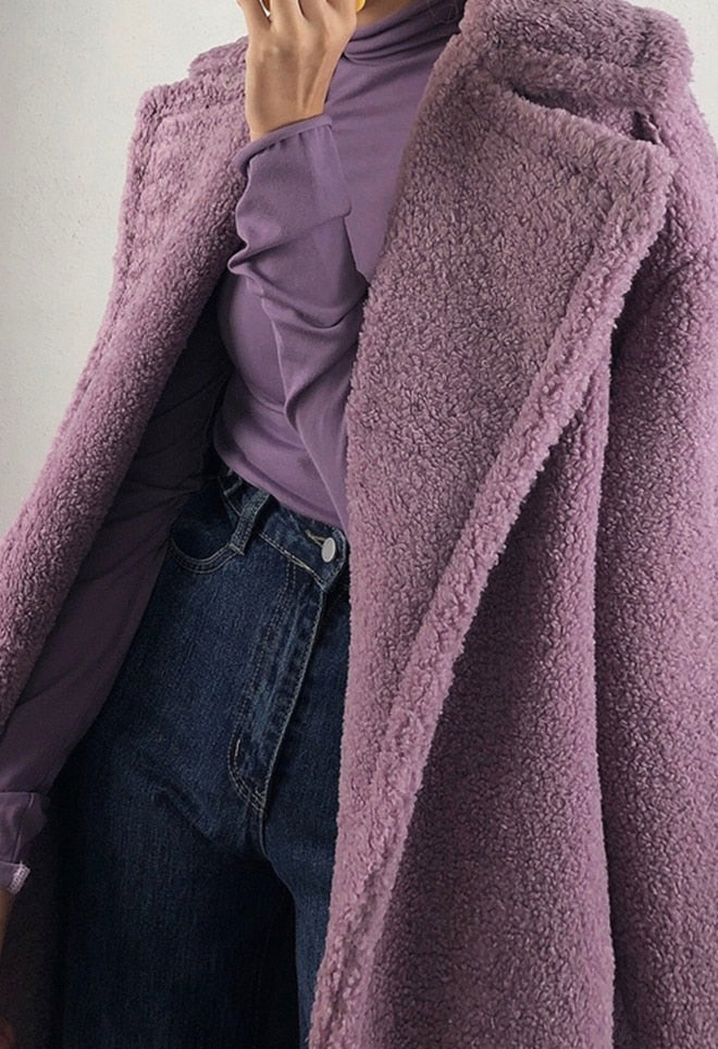 Long Oversized Teddy Coat - Multiple Colors