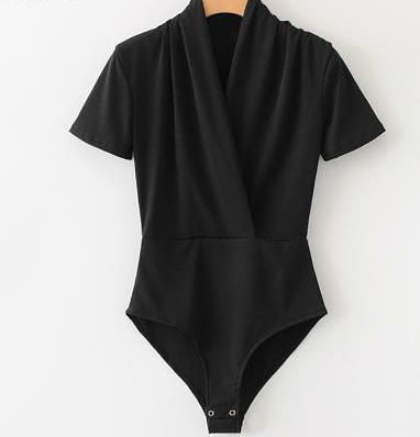 Wrap Style Short Sleeve Bodysuit - 2 Colors