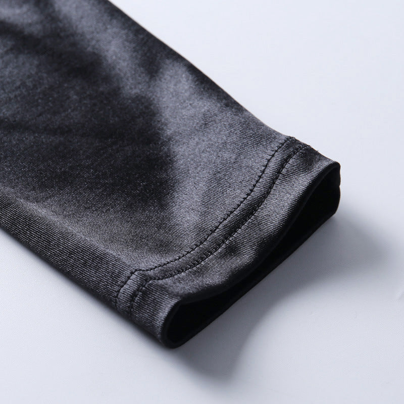 Black Satin Turtleneck Long Puff Sleeve Bodysuit – Body X Forever