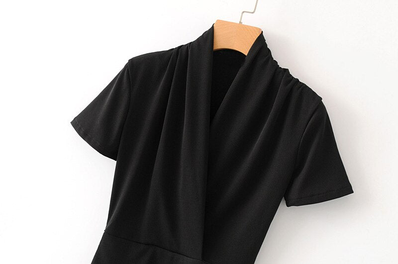 Wrap Style Short Sleeve Bodysuit - 2 Colors