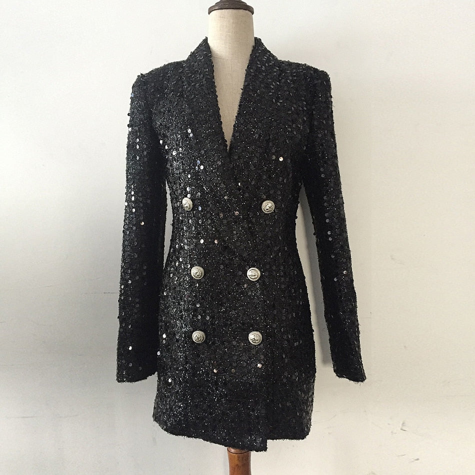 Sequined Double Breasted Blazer Dress