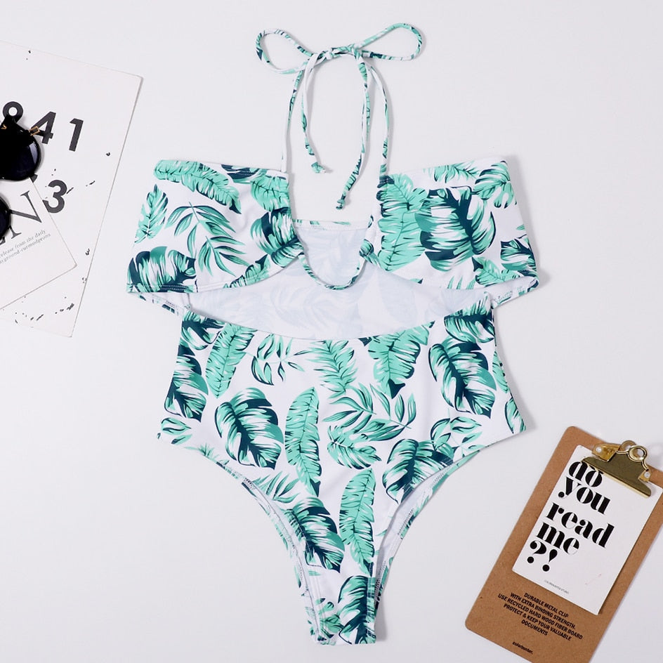 Printed One Piece Cutout Swimsuit - 3 Colors