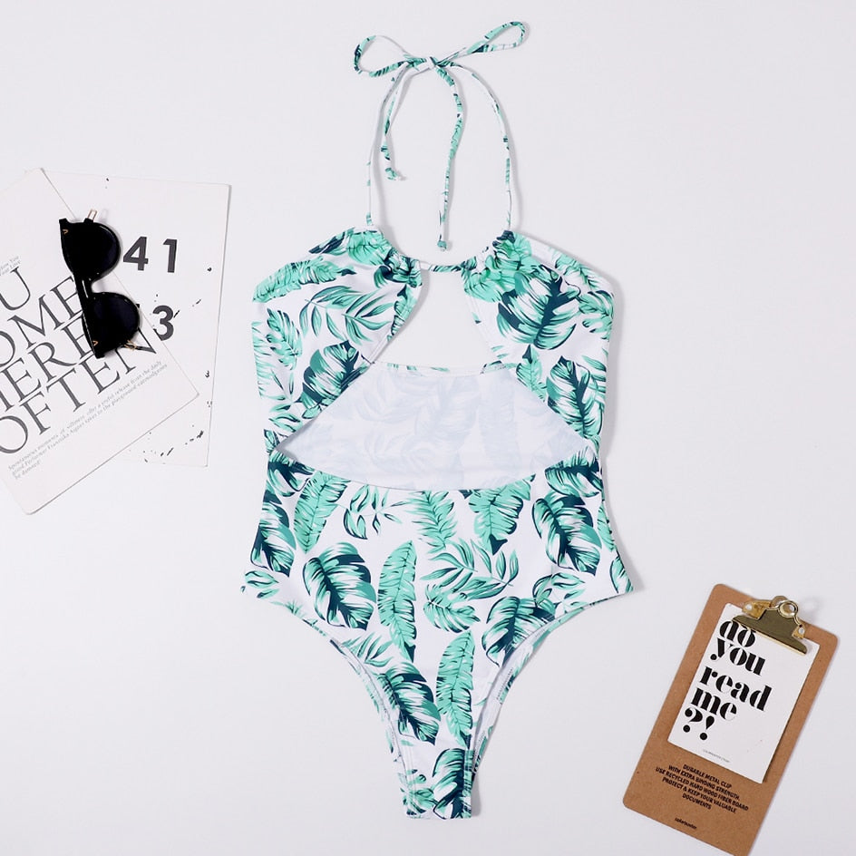 Printed One Piece Cutout Swimsuit - 3 Colors