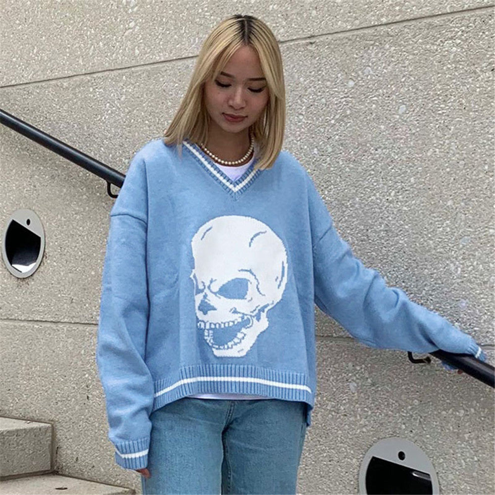 Skull Print Knit Sweaters - Multiple Colors