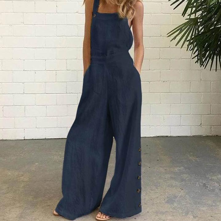 Cotton Overall Romper with Buttons - Multiple Colors (S-5XL)