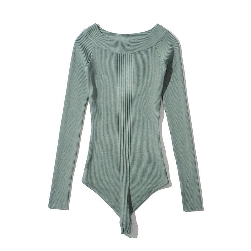 Long Sleeve Ribbed Knit Bodysuit - Multiple Colors