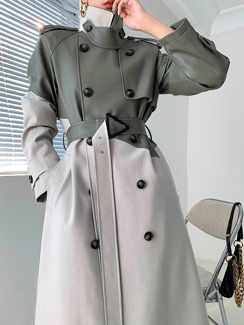Two Tone Faux Leather Trench Coat – Body X Forever Stush
