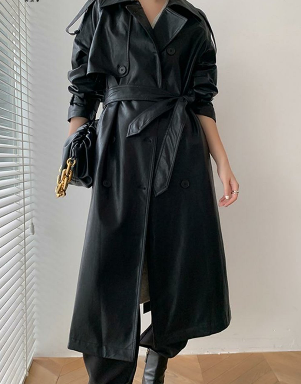 Long Oversized Faux Leather Trench Coat - 2 Colors