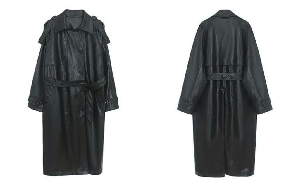 Long Oversized Faux Leather Trench Coat - 2 Colors