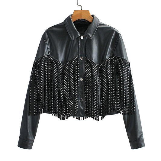 Tasselled Faux Leather Jacket