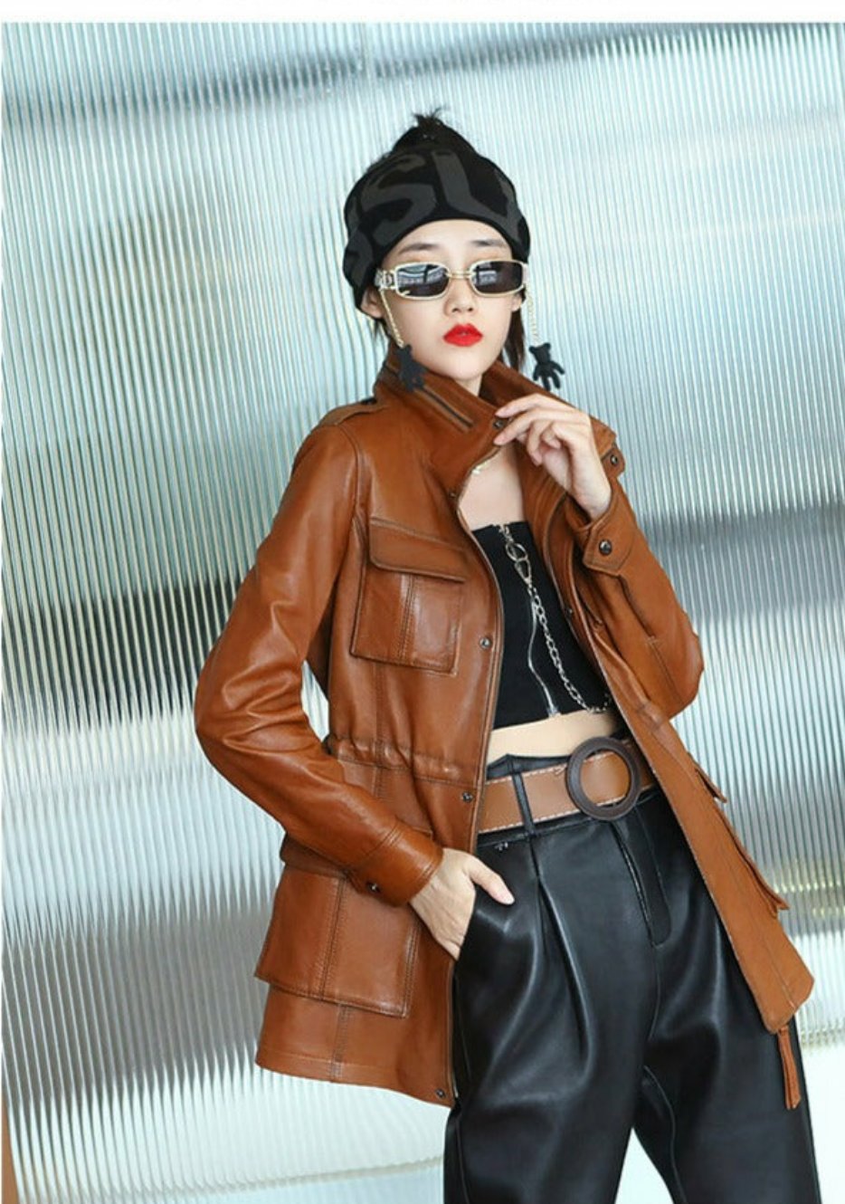 Genuine Leather Utility Jacket