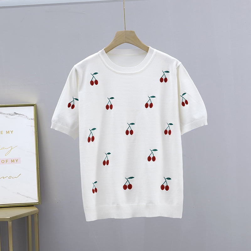 Cherry Embroidered T-shirt