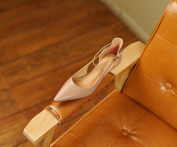 Ankle Strap Leather Shoes
