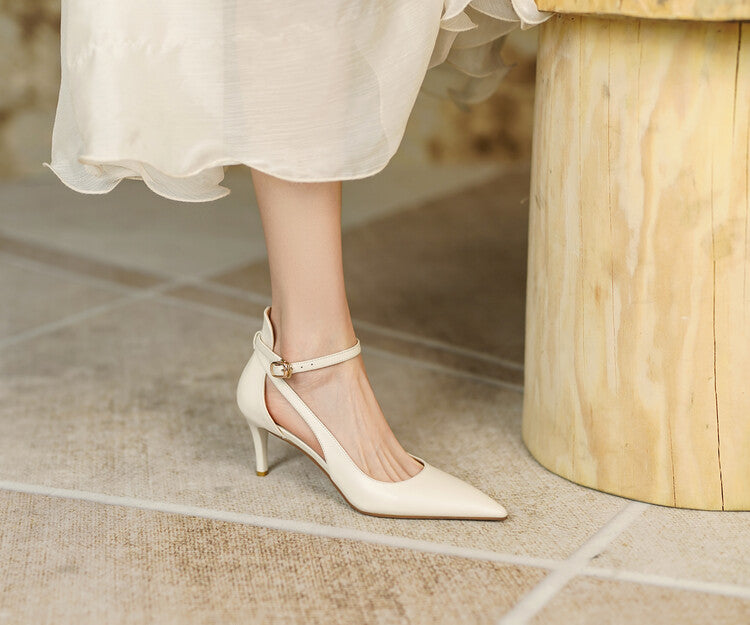 Ankle Strap Leather Shoes