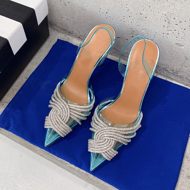 Transparent Rhinestone Slingbacks Sandals